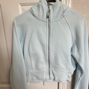 Scuba cropped jacket in sheer blue